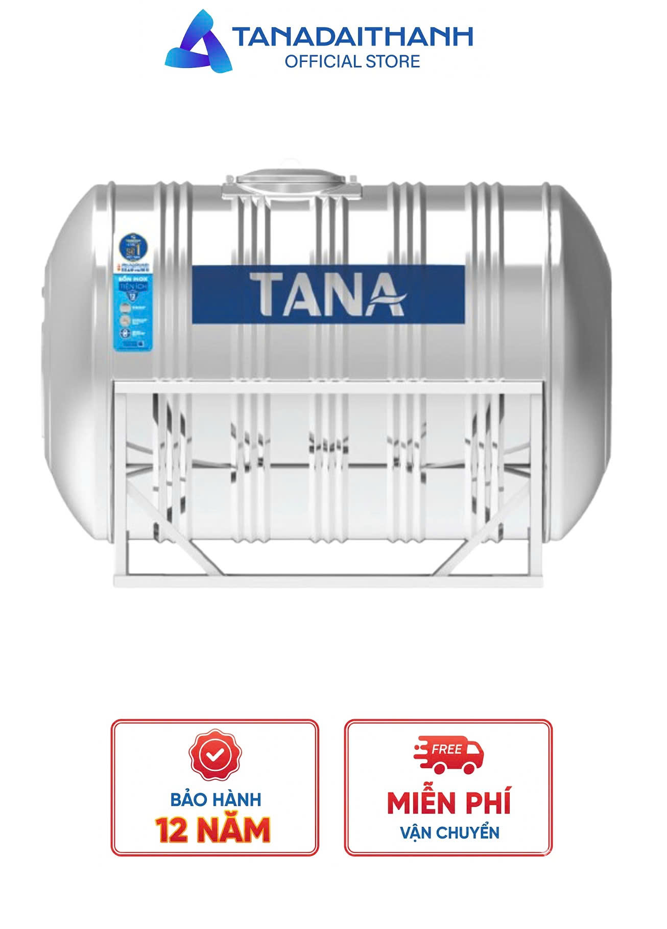 Bồn nước inox Tân Á – 2.000L Ngang