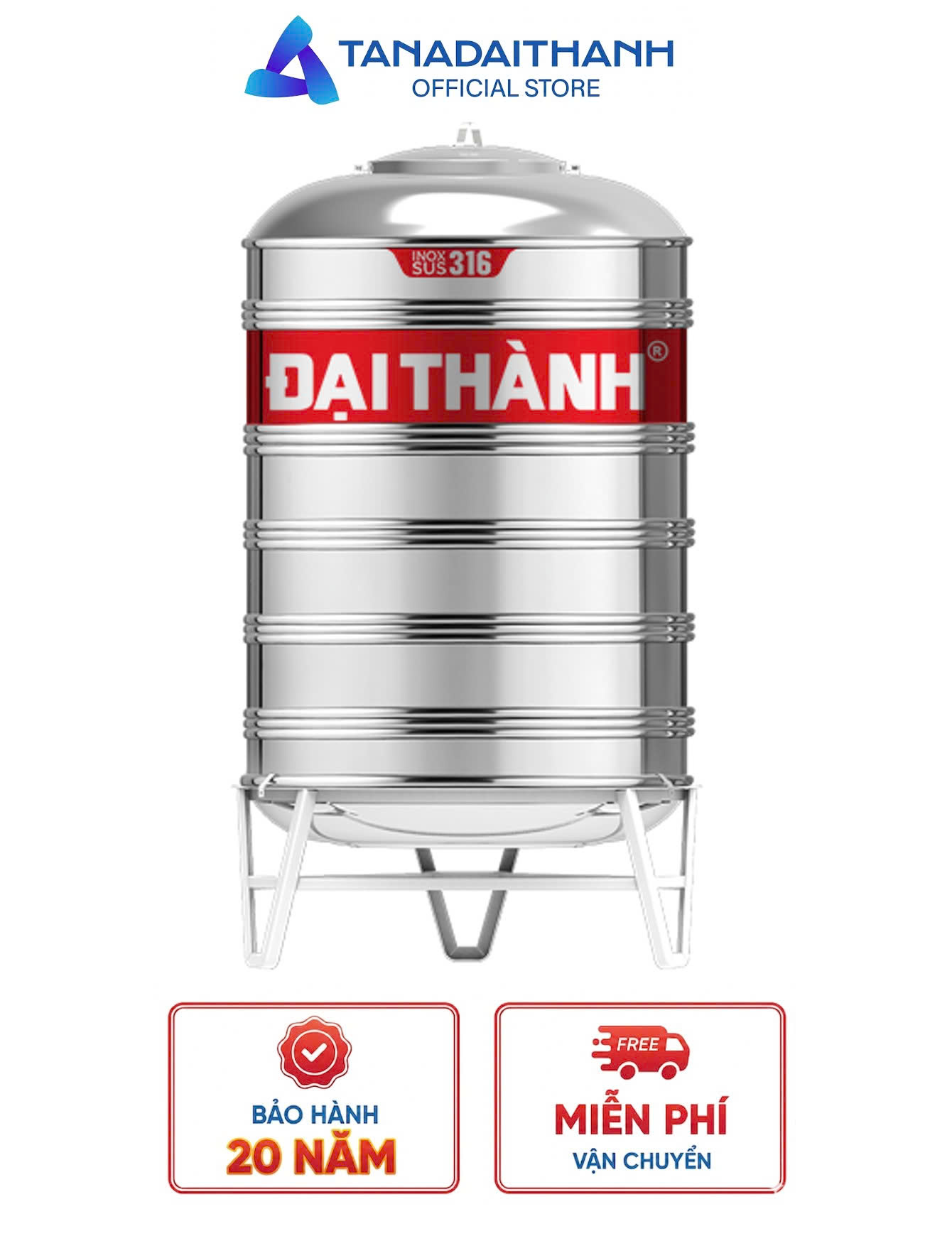 Bồn inox Đại Thành Vigo 500L Đứng - SUS 316