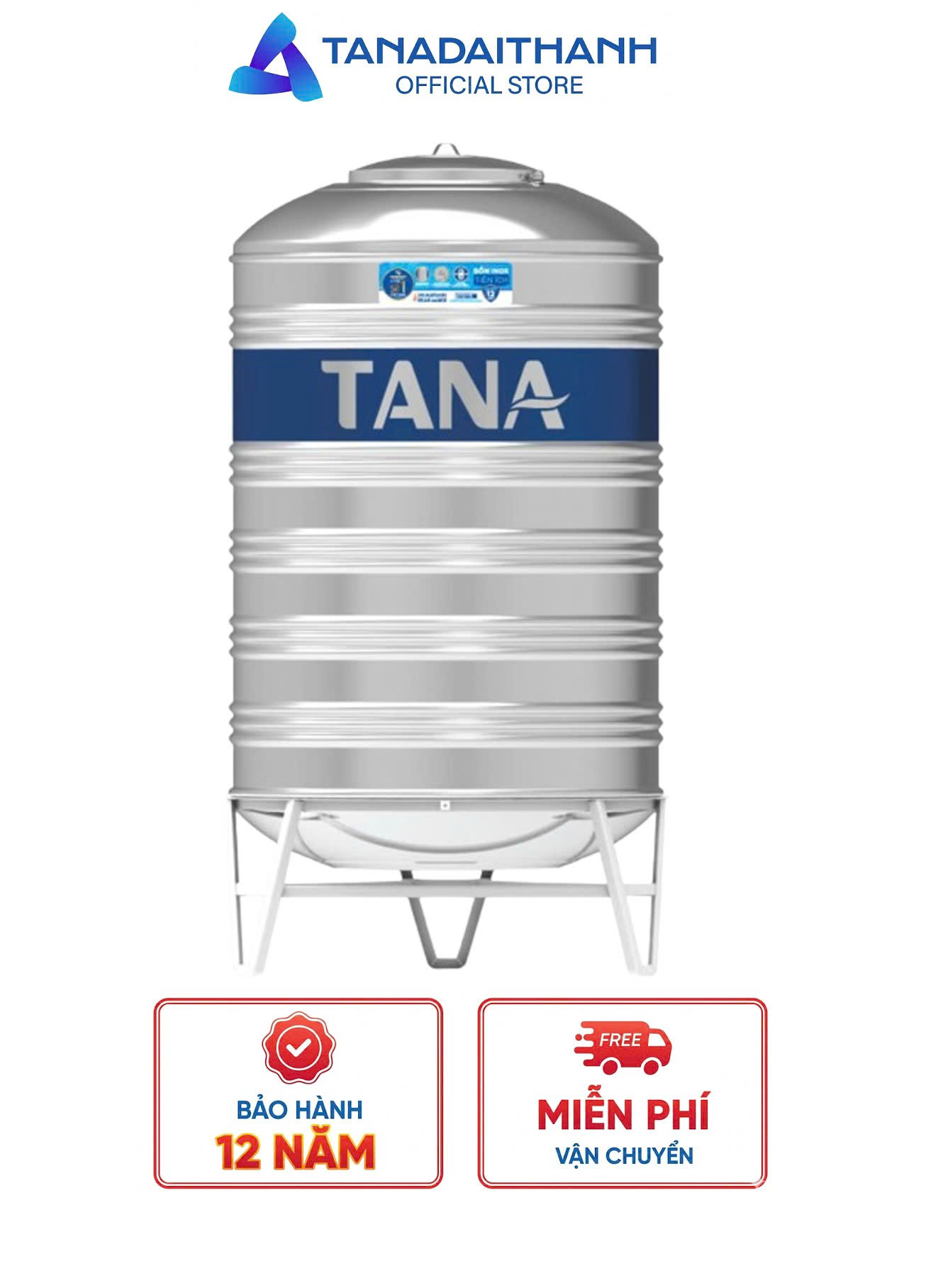 Bồn nước inox Tân Á – 700L Đứng